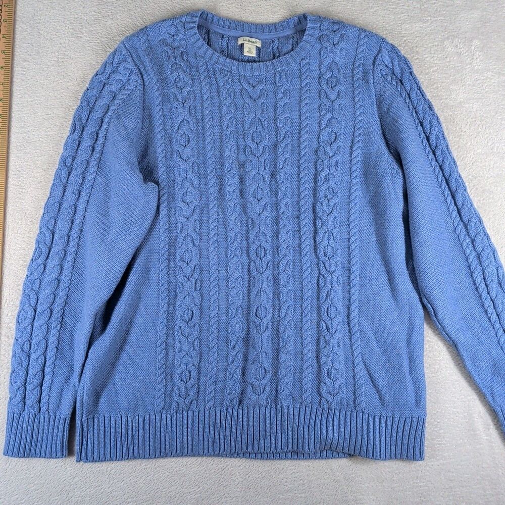 L.L. Bean Cableknit Sweater Women's XL Blue Heavy